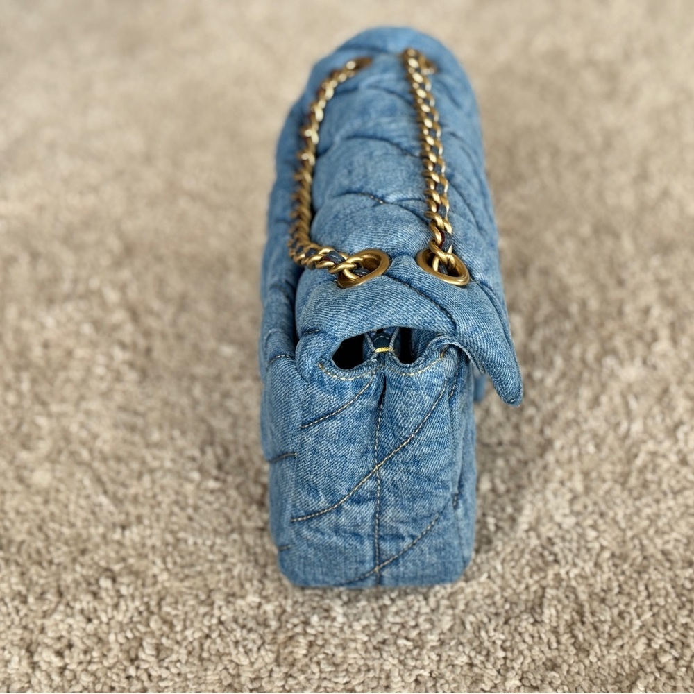 Coach Denim Quilted Tabby Shoulder Bag with Gold Chain - Picture 4 of 6